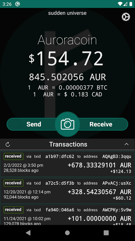 Canada eCoin - Auroracoin Wallet